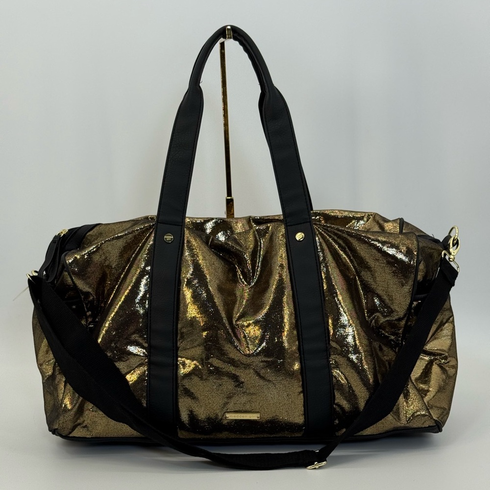 Madden Girl Metallic Gold Large Weekender Duffle/Travel Bag - Picture 2 of 15